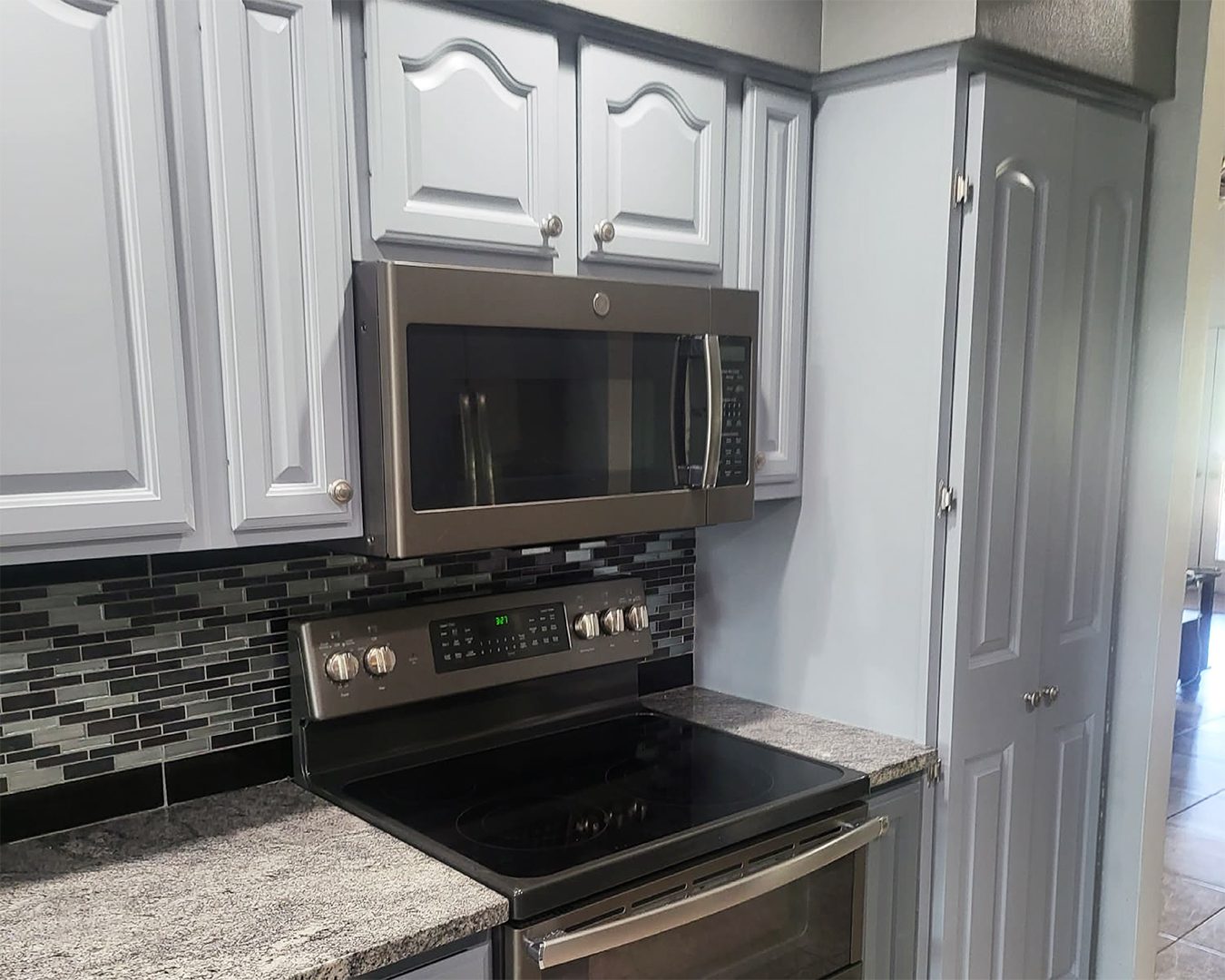 Painted cabinets in kitchen