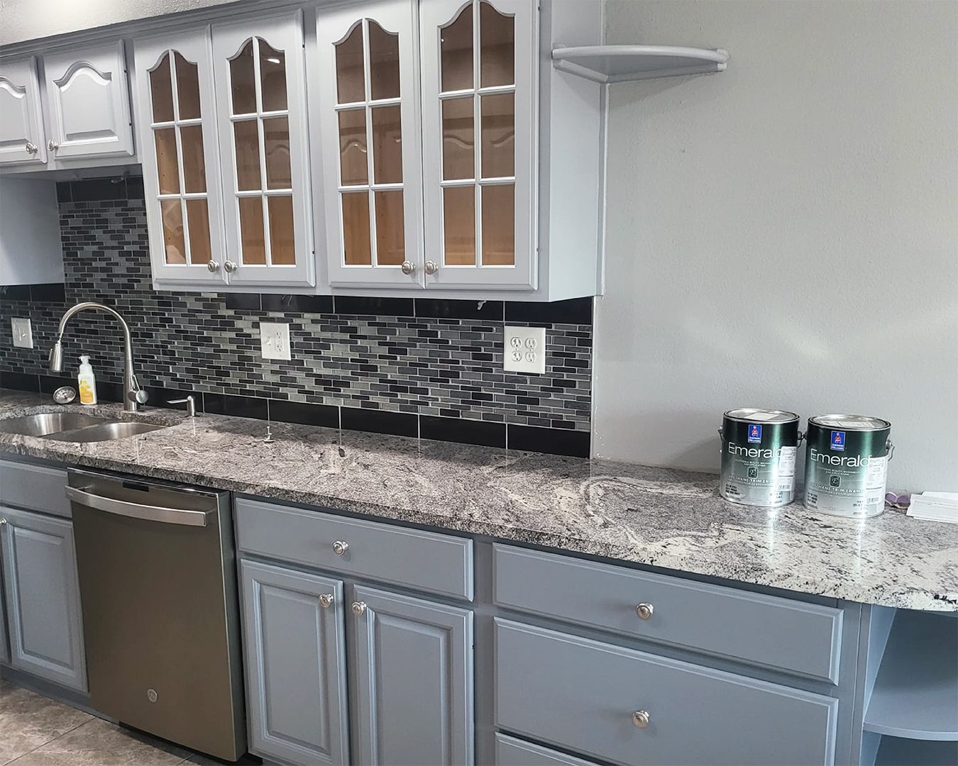 Painted cabinets in kitchen