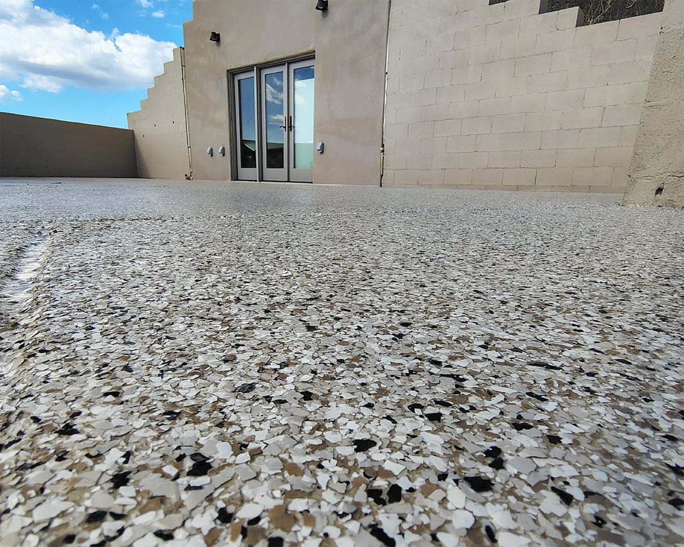 Epoxy flooring on backyard patio