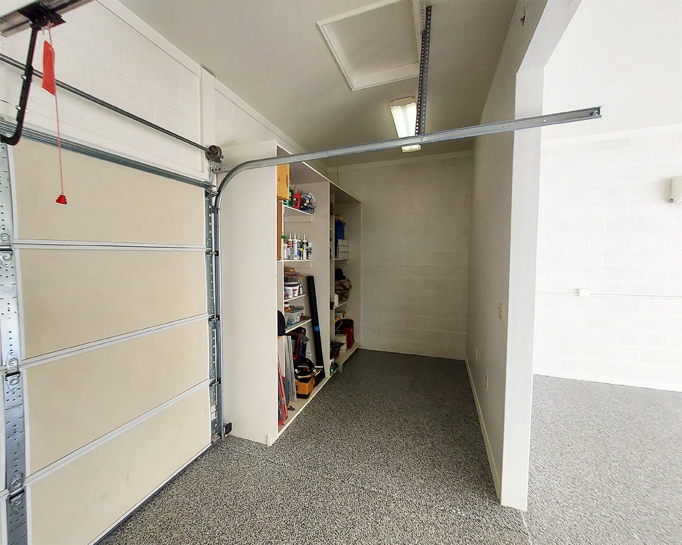 Garage with epoxy flooring