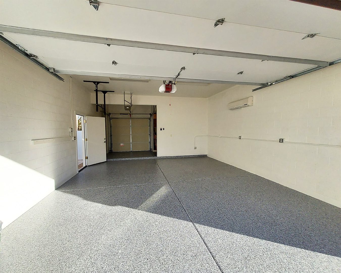 Garage with epoxy flooring