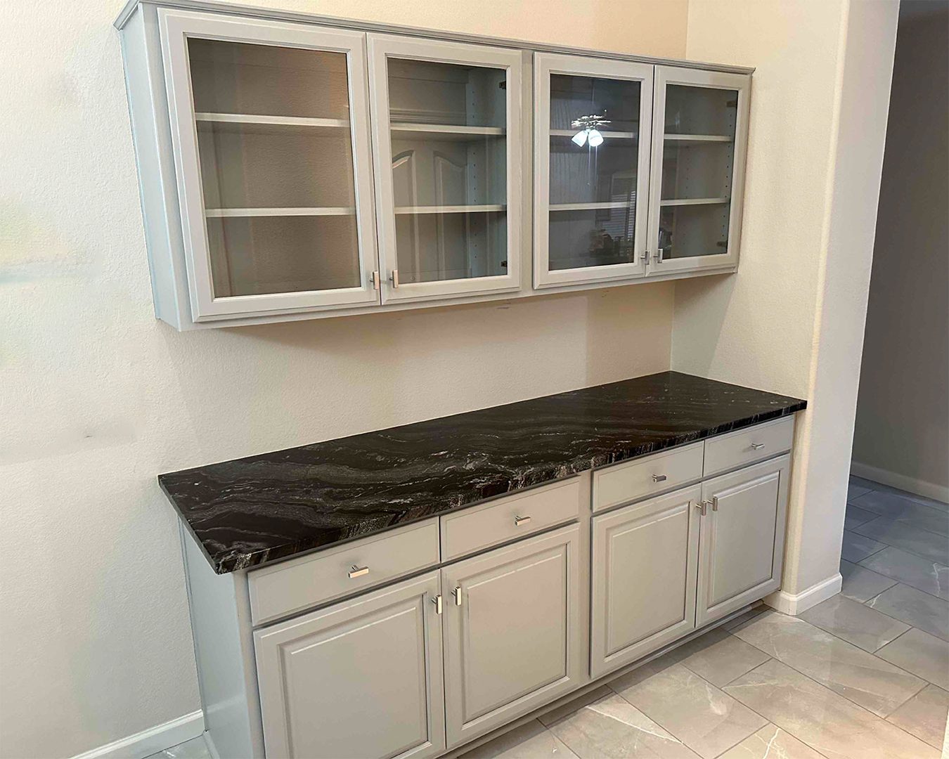 Painted grey cabinets in Peoria home