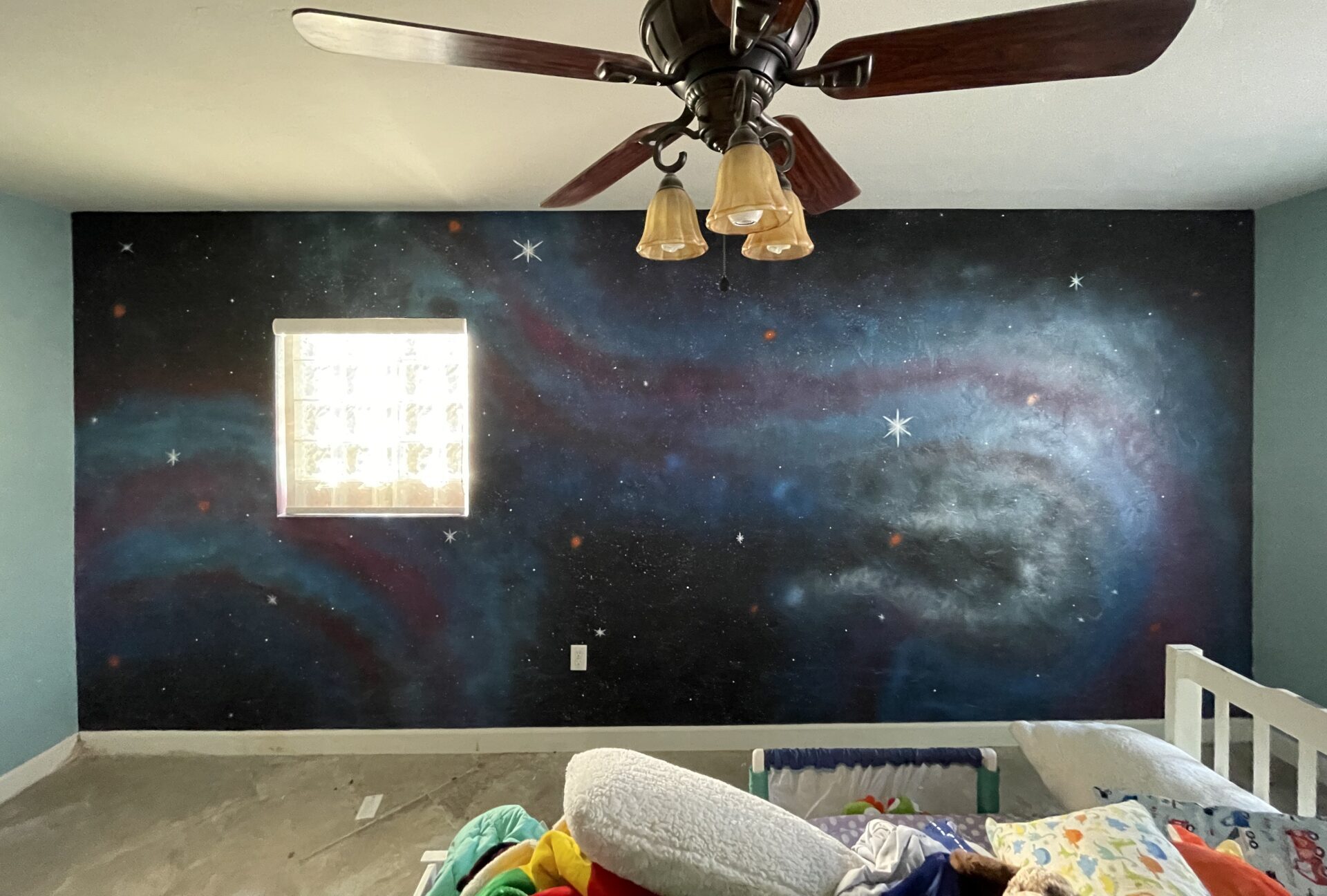 Galaxy-themed painted wall