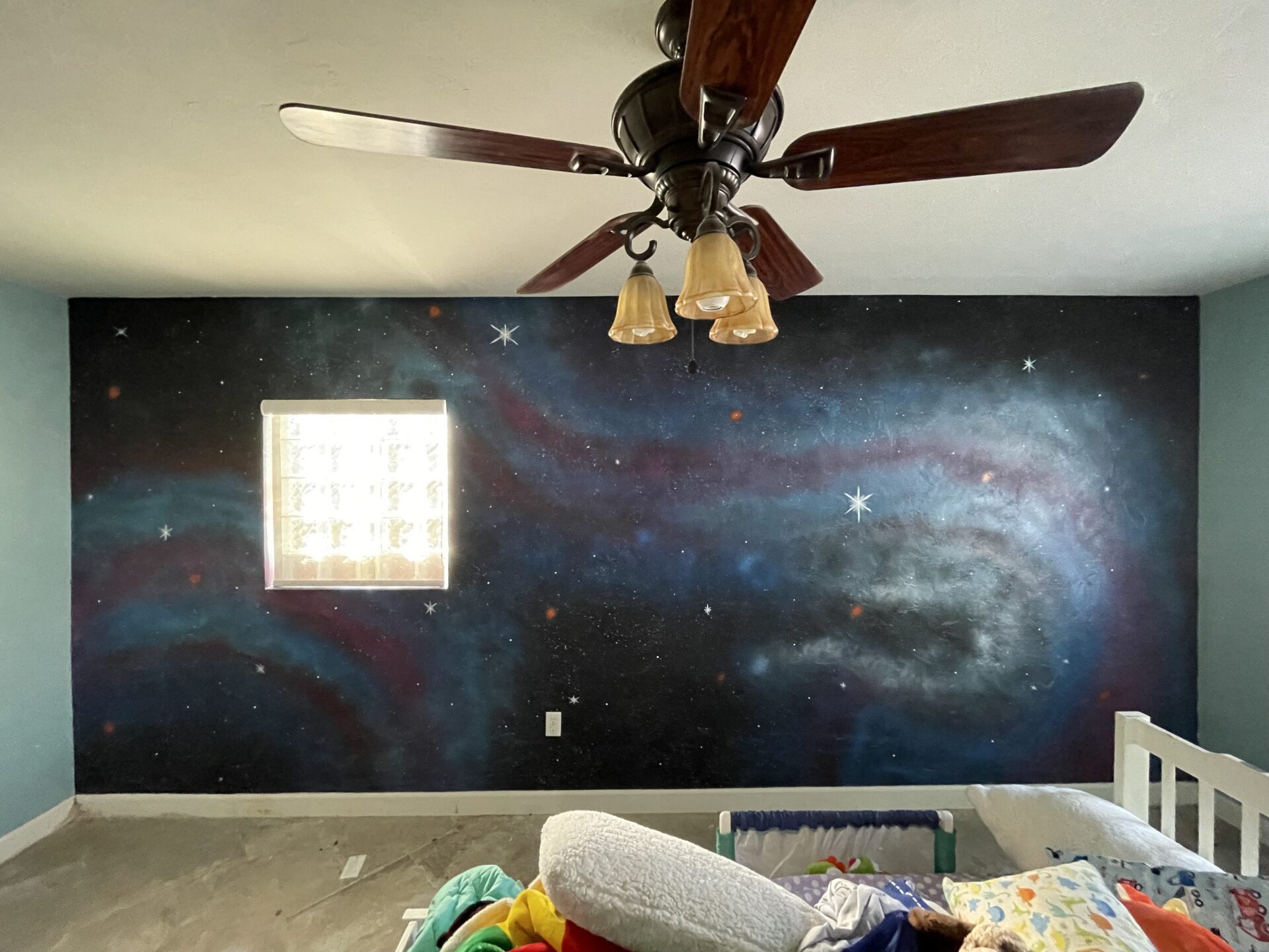 Galaxy-themed painted wall