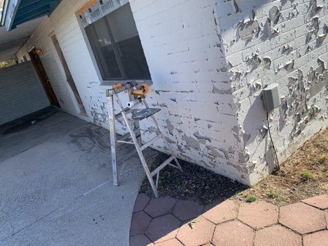 Residential exterior prepared for painting by Arizona Painting Company: A 