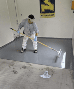 laying epoxy flooring